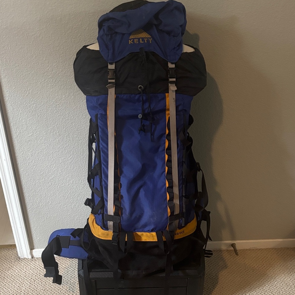 Blue and Black Hiking Backpack